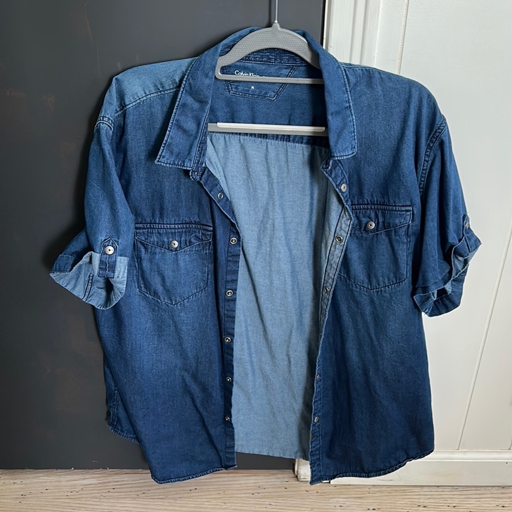 Mens Calvin Klein Jean button down shirt